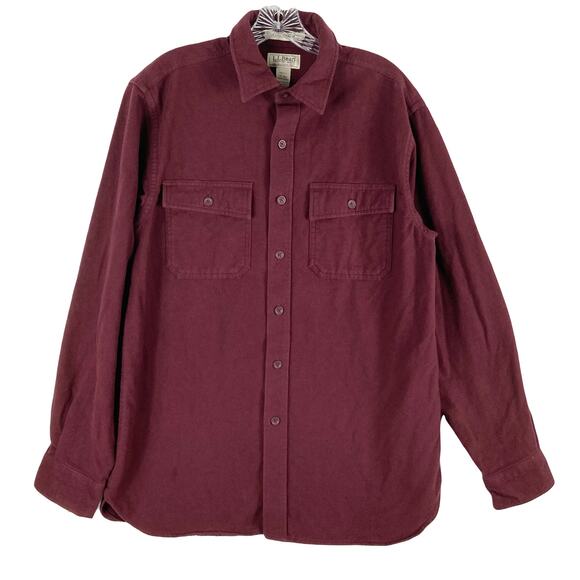 nwot L.L.BEAN Chamois Cloth Shirt M Reg Flap-Pocket Long-sl Button-Up Cotton